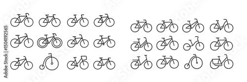 Various bicycle designs showcasing different styles and forms arranged in a neat grid