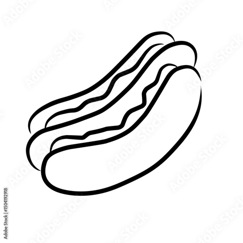 Line art of hotdog, sketch of hotdog