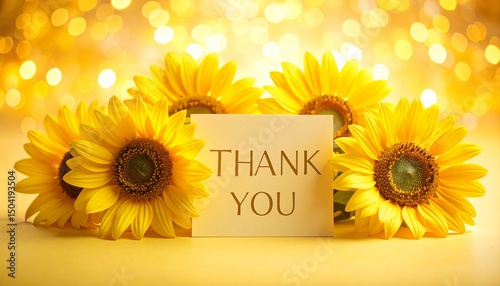 ひまわりの花とありがとうカードSunflowers and thank you card
