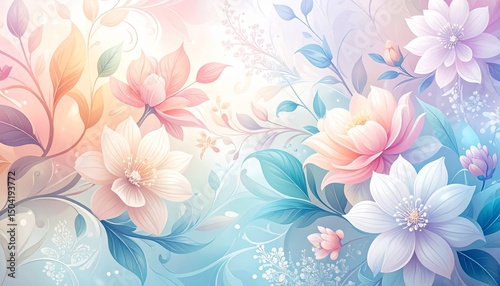 パステル花の神秘的なデザイン
Mysterious pastel floral design