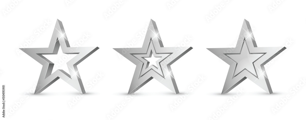 Fototapeta premium Winner award. silver star 3d symbol. Poster template for event party. Vector illustration