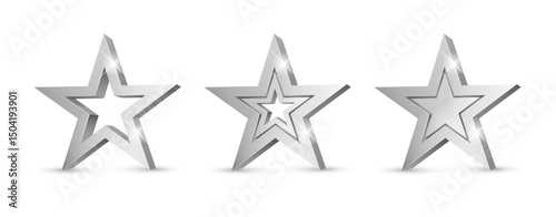 Winner award. silver star 3d symbol. Poster template for event party. Vector illustration