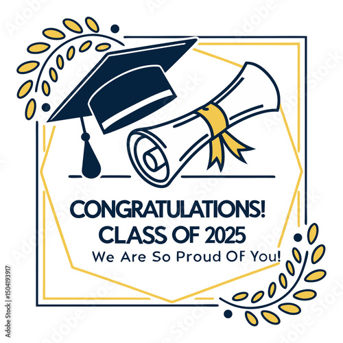 2025 Graduation Printable Congratulations Message with Cap and Stars