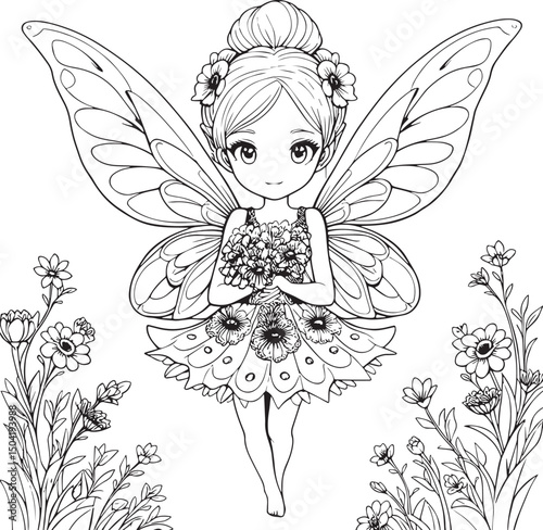 coloring cute fairy for kids 