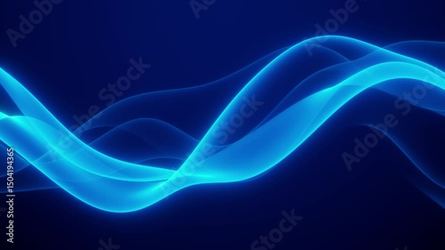 Abstract colorful wavy background in bright blue on black backdrop. Modern colorful wallpaper. Seamless loop animation. 3d rendering.