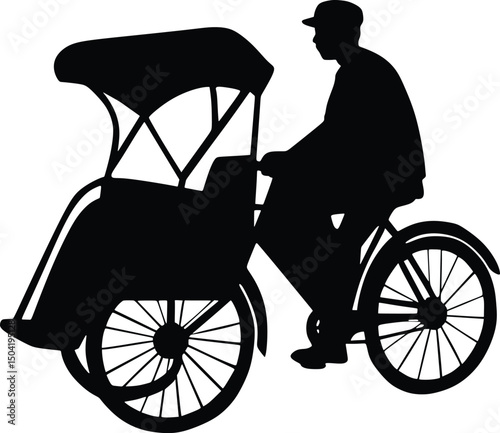 vector sluit of a rickshaw puller