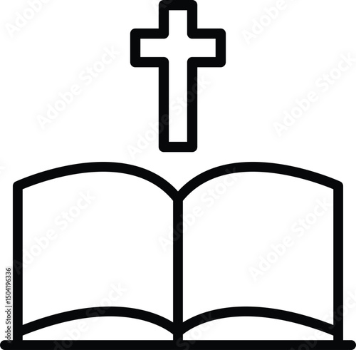 Bible icon with cross symbol representing Christianity and scripture