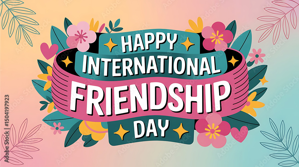 Obraz premium Happy international friendship day floral design illustration