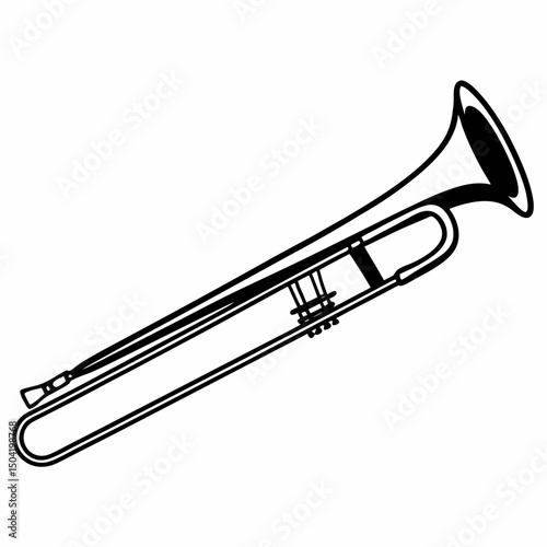Trombone Musical Instrument Silhouette – Vector Art