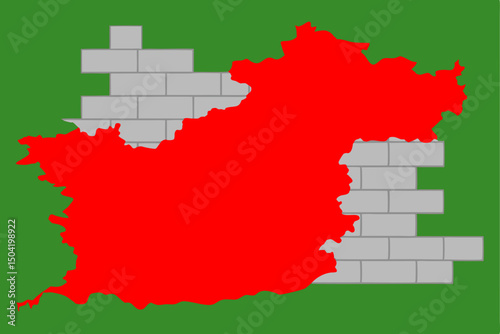   Brick Wall with Damaged Red Area – Grunge Background