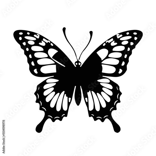 Black butterfly silhouette, for nature blogs with copy space