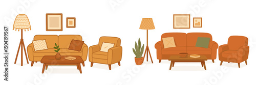 Cozy living room interior designs featuring warm tones and inviting furniture arranged for comfort