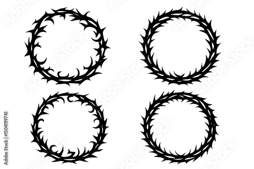 Intricate black thorn wreath designs suitable for various artistic or decorative purposes