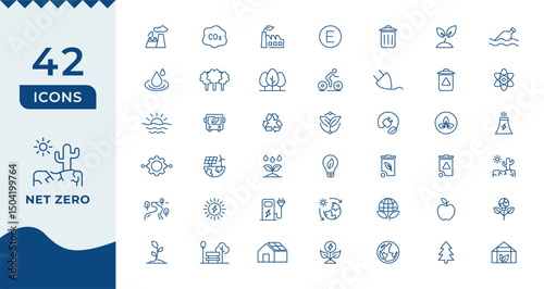 Net zero nature Outline icon natural environment Carbon neutral and net zero concept greenhouse gas emissions Green energy, CO2 neutral, gas emissions, climate, ecology.
