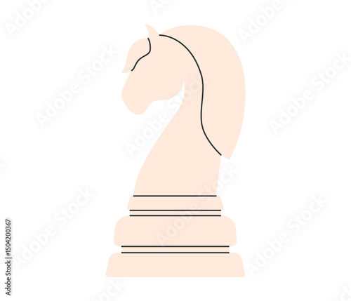 White knight Chess piece. Game for logic and intellect. Flat vector illustration isolated on white background