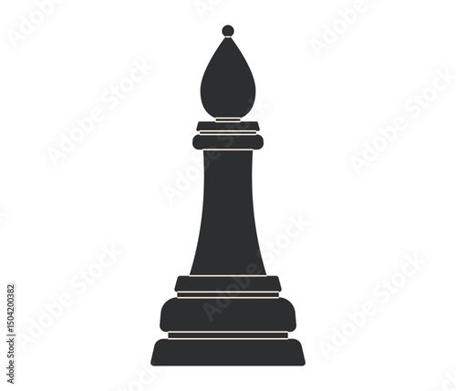 Black Bishop Chess piece. Game for logic and intellect. Flat vector illustration isolated on white background