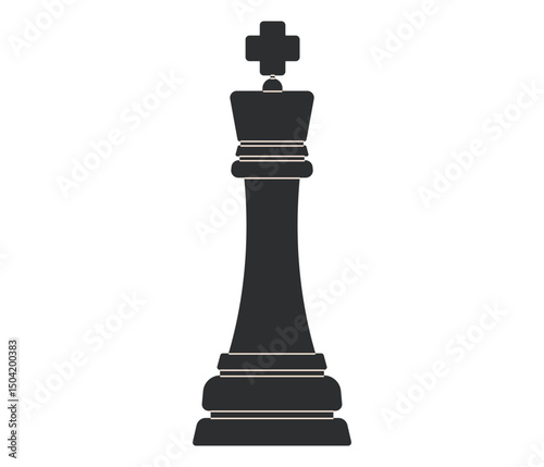 Black King Chess piece. Game for logic and intellect. Flat vector illustration isolated on white background