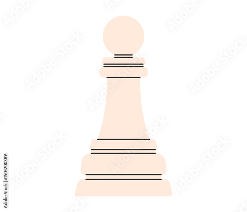 White pawn Chess piece. Game for logic and intellect. Flat vector illustration isolated on white background