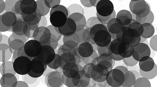 Abstract black and white circle pattern. The image displays an artistic design with overlapping circles in varying shades of grey, creating a visually engaging pattern