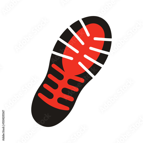 Red and black shoe sole print pattern for adventure and trekking