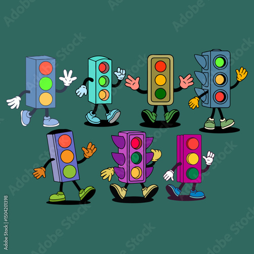 Cartoon Traffic Light Signal