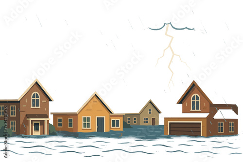 Heavy rainfall causes severe flooding in residential area during storm