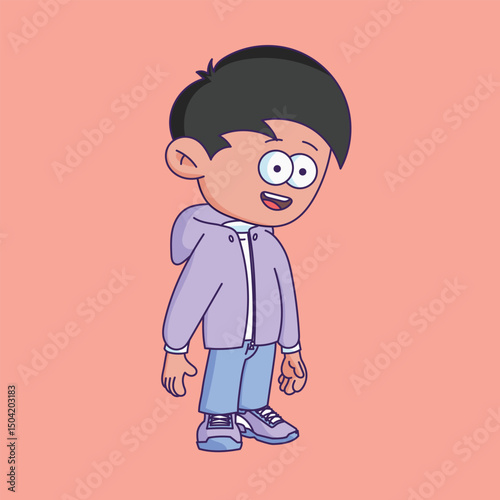 Cartoon-style character illustration with a bored or tired expression.