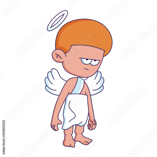 Cartoon-style character illustration with a bored or tired expression.