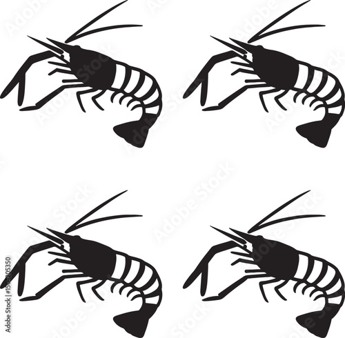 shrimp silhouettes vector