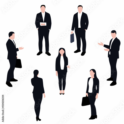 Business people team silhouette vector of professional men and women in suits symbolizing success and leadership