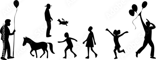 Vector silhouettes of dancing people illustrate the evolution of human movement and fun