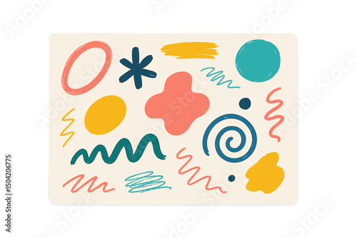 Colorful abstract shapes on a light background showcase vibrant artistic expression in playful designs