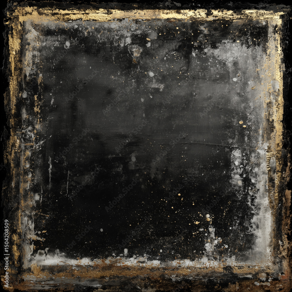 Obraz premium White Ink Calligraphy on Black with Gold Square Border