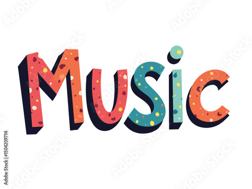 the word music done in colorful, fun, handwritten way