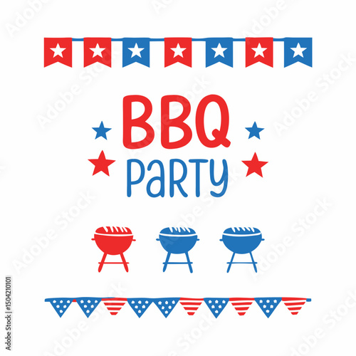 Patriotic bbq party invitation design