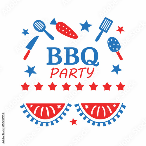 Patriotic bbq party invitation design