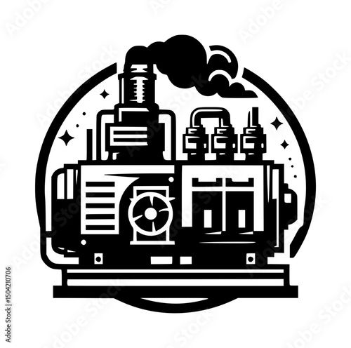 Electric generator power machine icon illustration