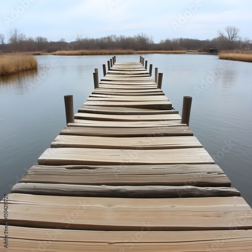 Wallpaper Mural A wooden bridge across a calm river, each plank intact despite age, swaying gently in wind.

 Torontodigital.ca