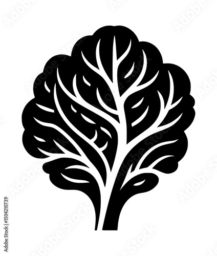 Stylized black and white treetop illustration