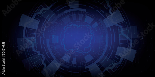 Digital technology futuristic internet network connection dark black background, blue abstract cyber information communication, Ai big data science, innovation future tech, line illustration vector 3d