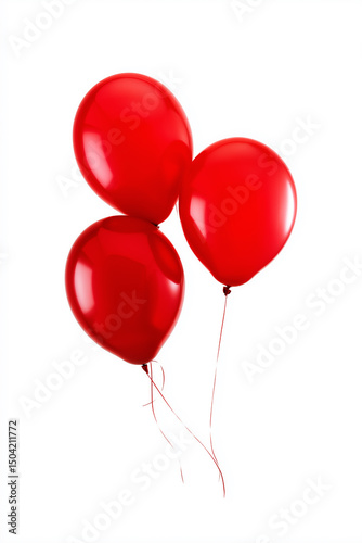 Red Balloons: Three vibrant red balloons, buoyant and free, poised against the air, represent the festive air, perfect for any celebration.