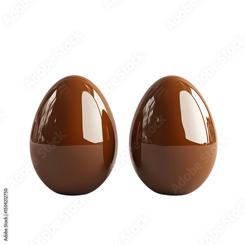 Two Chocolate Easter Eggs isolated on transparent background