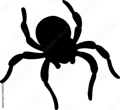 black and white spider icon transparent background