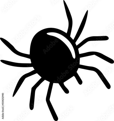 black and white spider icon transparent background
