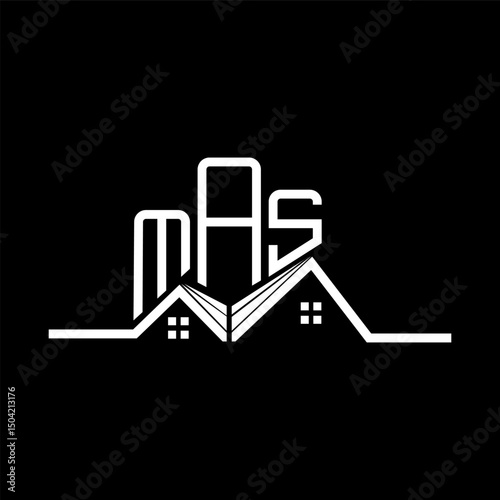MAS Real State logo design, MAS simple and modern logo. MAS luxurious alphabet design