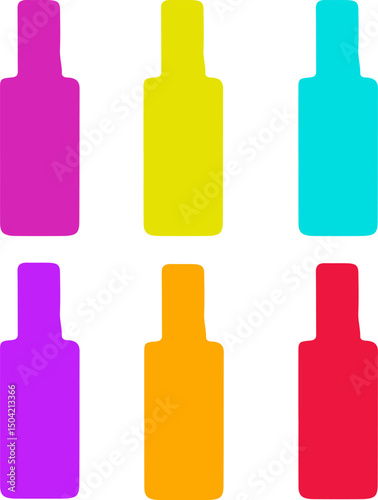 set of colorful plastic bottles