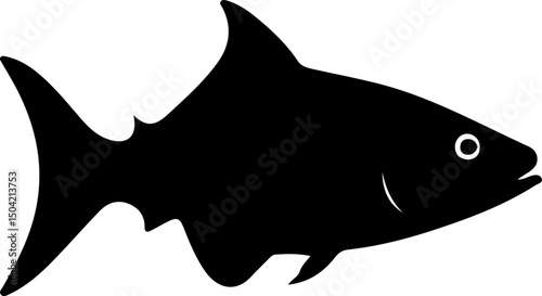 Black Skirt Tetra Fish Silhouette: Unique vector design for aquarium, pet, and aquatic life themes. Ideal for educational materials, logos, and decorative use.