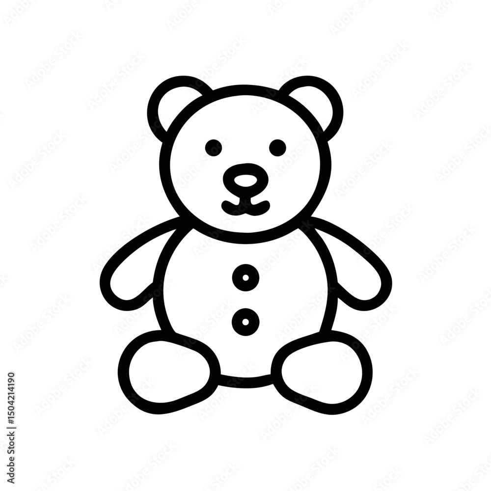 Fototapeta premium Simple Teddy Bear Icon Vector for Kids and Toy Design Concepts