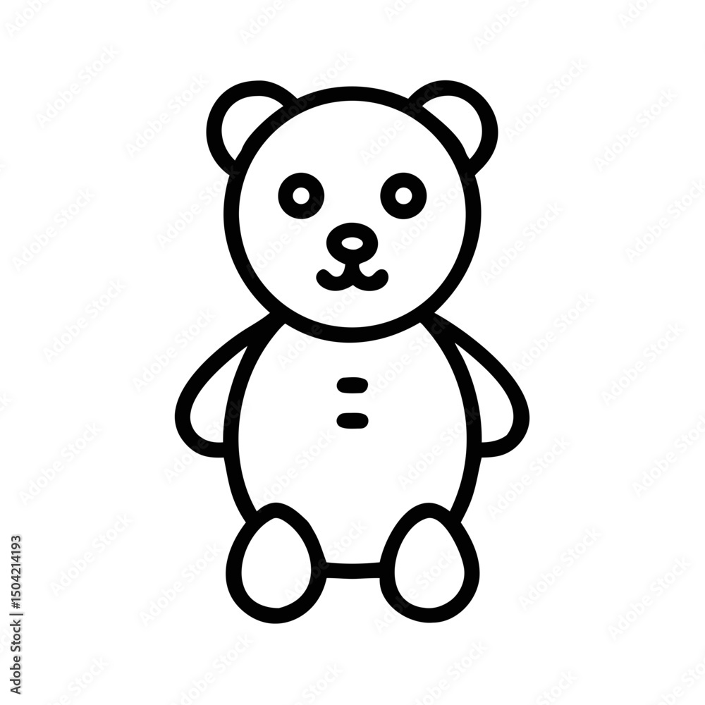 Fototapeta premium Cute Teddy Bear Icon Vector Outline for Toy and Childhood Themes