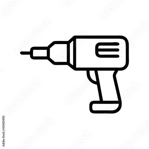Electric Drill Icon Outline Vector for Construction and Tools Concepts
